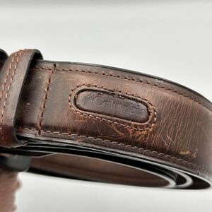 Columbia Men's Brown Leather Belt Size 46 in Classic Metal Buckle